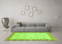 Machine Washable Abstract Green Modern Rug, wshabs3983grn