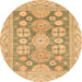 Round Abstract Cinnamon Brown Oriental Rug, abs3984