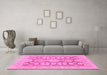 Machine Washable Oriental Pink Traditional Rug in a Living Room, wshabs3984pnk