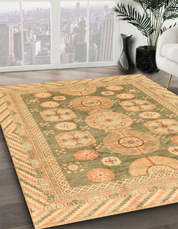 Abstract Cinnamon Brown Oriental Rug in Family Room, abs3984