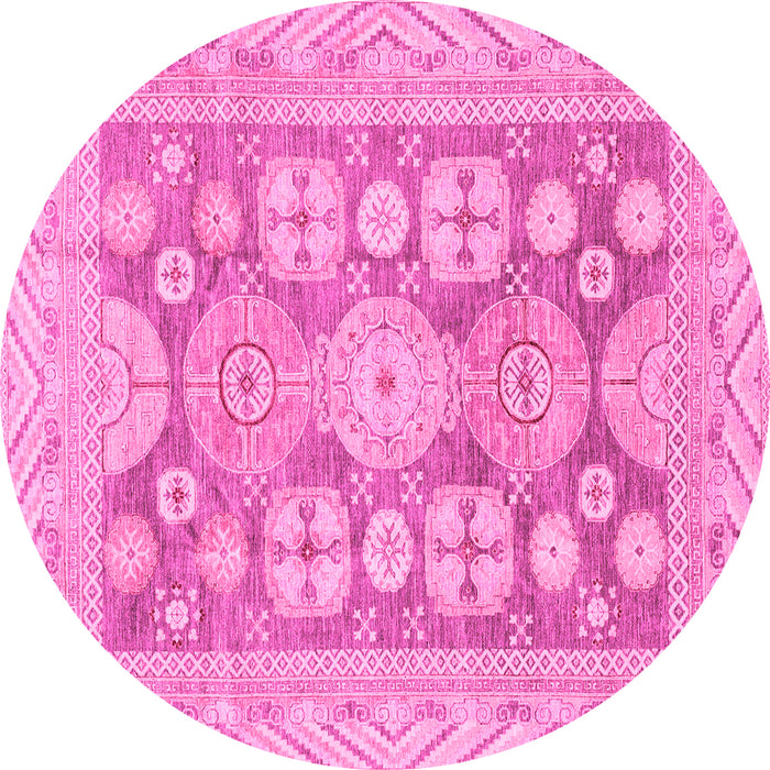 Round Oriental Pink Traditional Rug, abs3984pnk