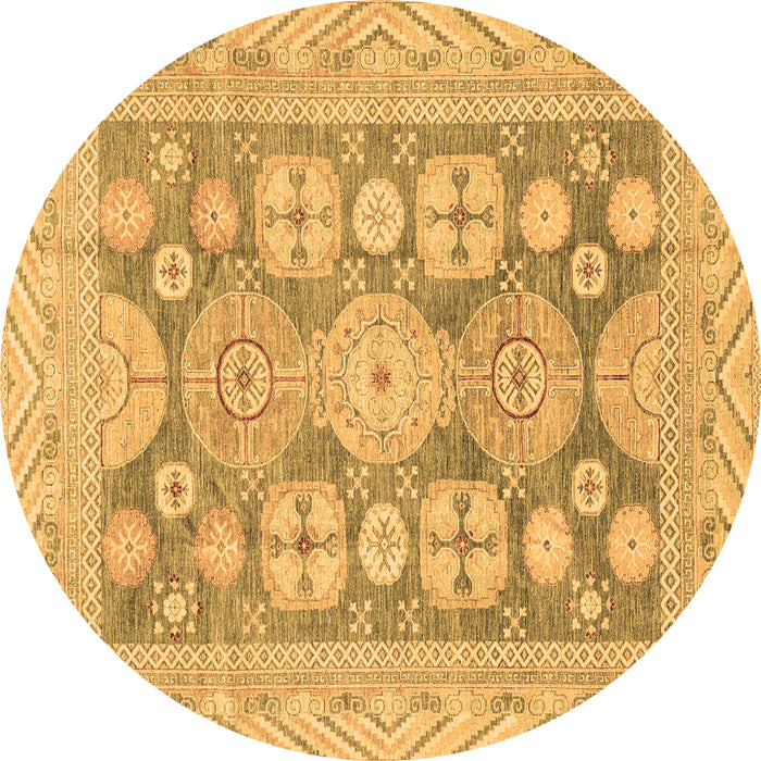 Round Oriental Brown Traditional Rug, abs3984brn