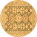 Round Oriental Brown Traditional Rug, abs3984brn