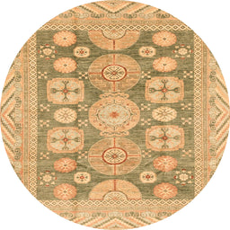 Round Machine Washable Abstract Cinnamon Brown Rug, wshabs3984