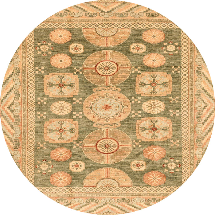 Round Machine Washable Abstract Cinnamon Brown Rug, wshabs3984