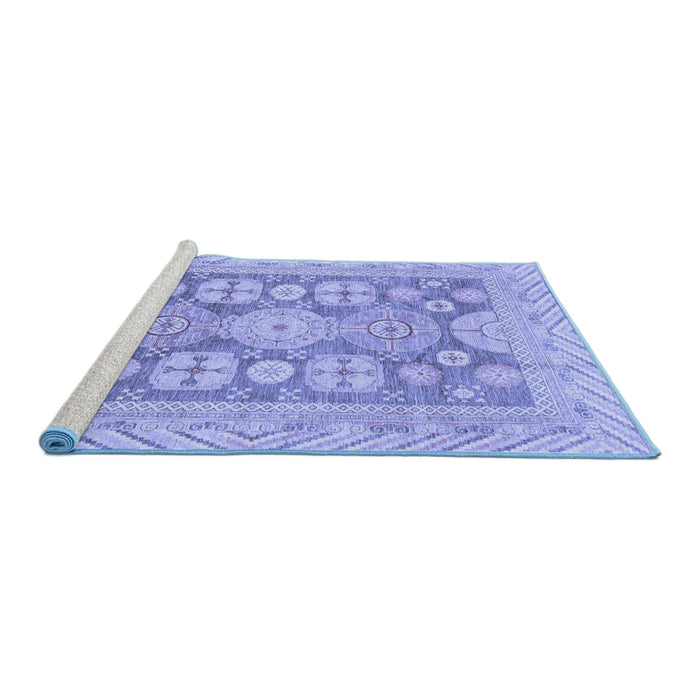 Sideview of Machine Washable Oriental Blue Traditional Rug, wshabs3984blu