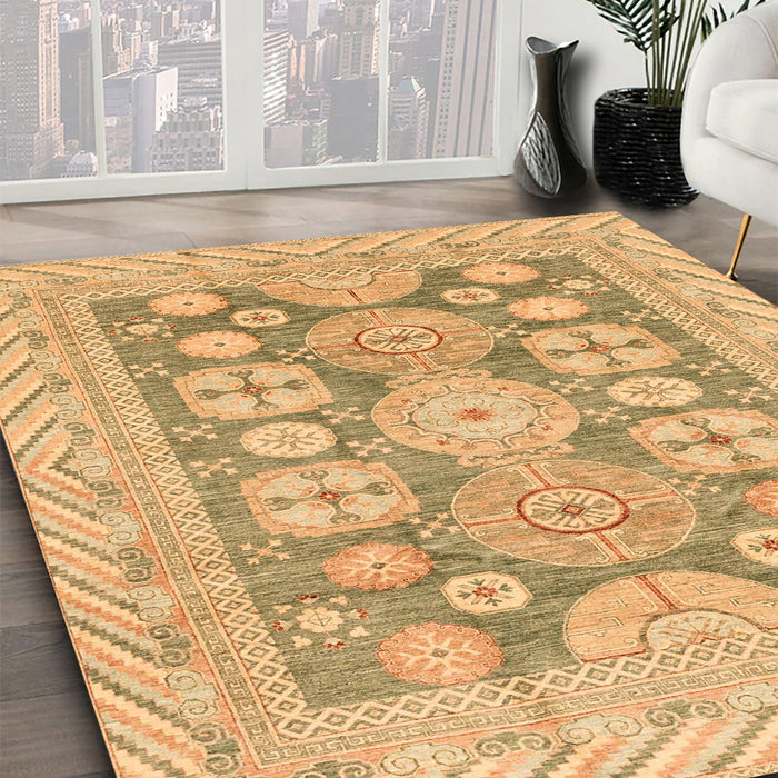 Machine Washable Abstract Cinnamon Brown Rug in a Family Room, wshabs3984
