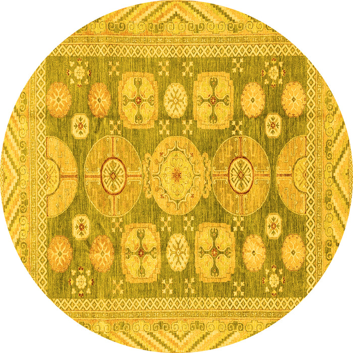 Round Oriental Yellow Traditional Rug, abs3984yw