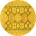 Round Oriental Yellow Traditional Rug, abs3984yw