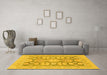 Machine Washable Oriental Yellow Traditional Rug in a Living Room, wshabs3984yw