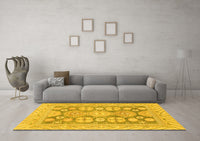 Machine Washable Oriental Yellow Traditional Rug, wshabs3984yw