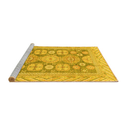 Sideview of Machine Washable Oriental Yellow Traditional Rug, wshabs3984yw