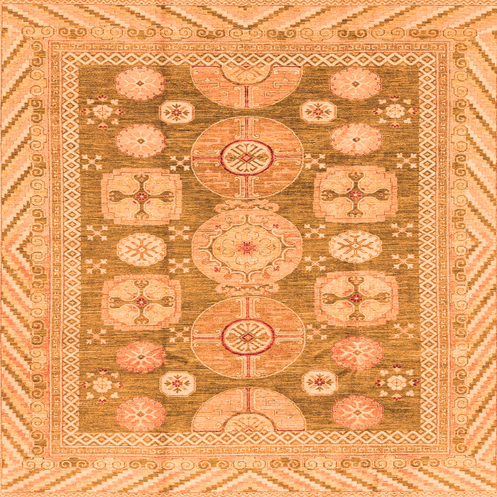 Square Oriental Orange Traditional Rug, abs3984org