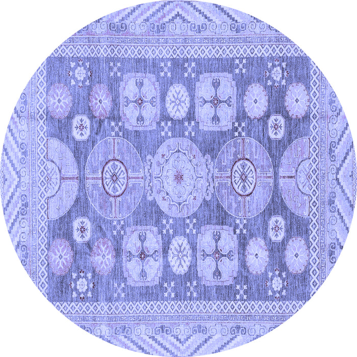 Round Oriental Blue Traditional Rug, abs3984blu