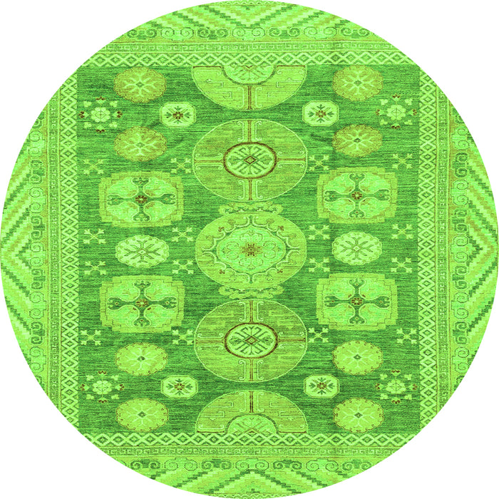 Round Oriental Green Traditional Rug, abs3984grn