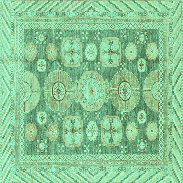 Square Oriental Turquoise Traditional Rug, abs3984turq
