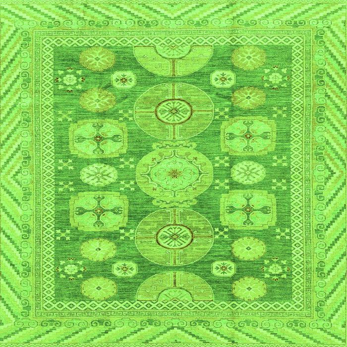 Square Oriental Green Traditional Rug, abs3984grn