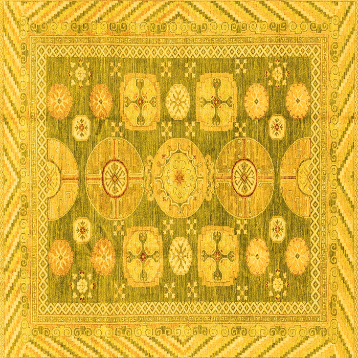 Square Machine Washable Oriental Yellow Traditional Rug, wshabs3984yw