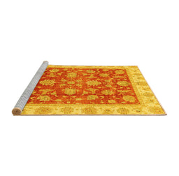 Sideview of Machine Washable Oriental Yellow Traditional Rug, wshabs3985yw