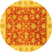 Round Oriental Yellow Traditional Rug, abs3985yw