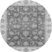 Round Machine Washable Oriental Gray Traditional Rug, wshabs3985gry