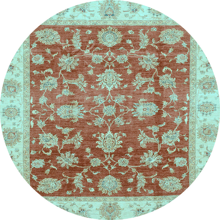 Round Oriental Light Blue Traditional Rug, abs3985lblu