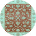 Round Oriental Light Blue Traditional Rug, abs3985lblu