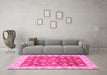 Machine Washable Oriental Pink Traditional Rug in a Living Room, wshabs3985pnk