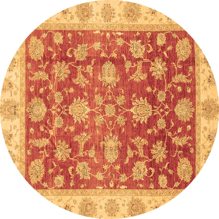 Round Oriental Brown Traditional Rug, abs3985brn