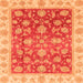 Square Machine Washable Oriental Orange Traditional Area Rugs, wshabs3985org