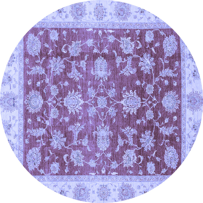 Round Machine Washable Oriental Blue Traditional Rug, wshabs3985blu