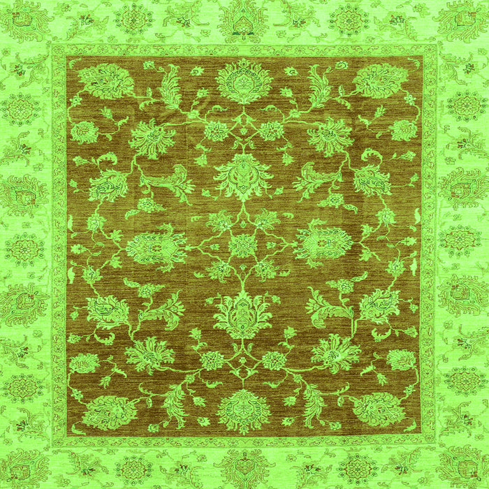 Square Machine Washable Oriental Green Traditional Area Rugs, wshabs3985grn