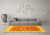 Machine Washable Oriental Yellow Traditional Rug, wshabs3985yw