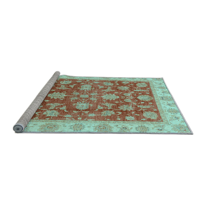 Sideview of Machine Washable Oriental Light Blue Traditional Rug, wshabs3985lblu