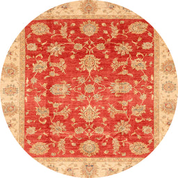 Round Machine Washable Abstract Scarlet Red Rug, wshabs3985