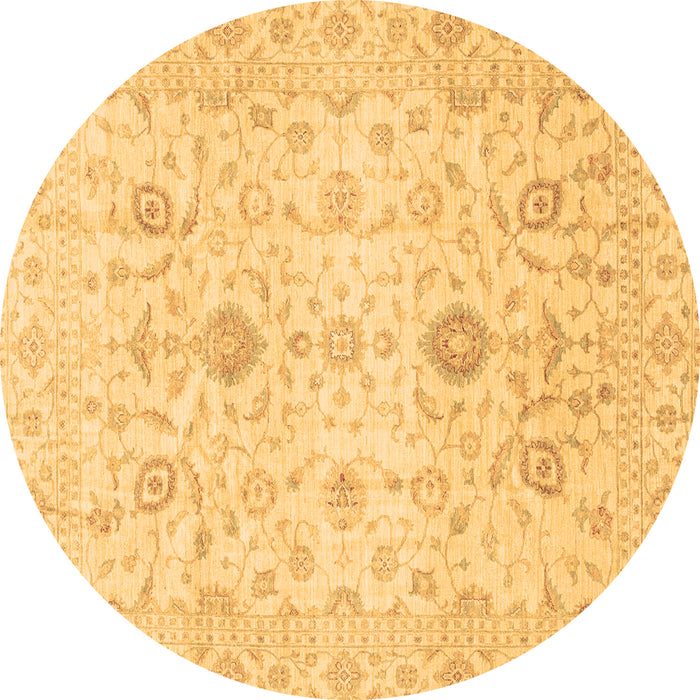 Round Oriental Brown Traditional Rug, abs3986brn