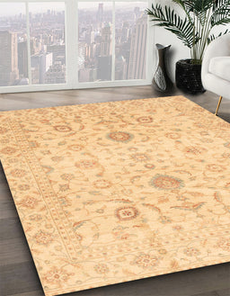 Abstract Orange Oriental Rug in Family Room, abs3986