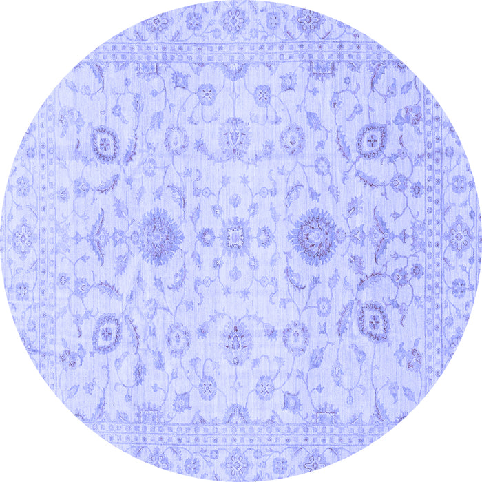 Round Machine Washable Oriental Blue Traditional Rug, wshabs3986blu
