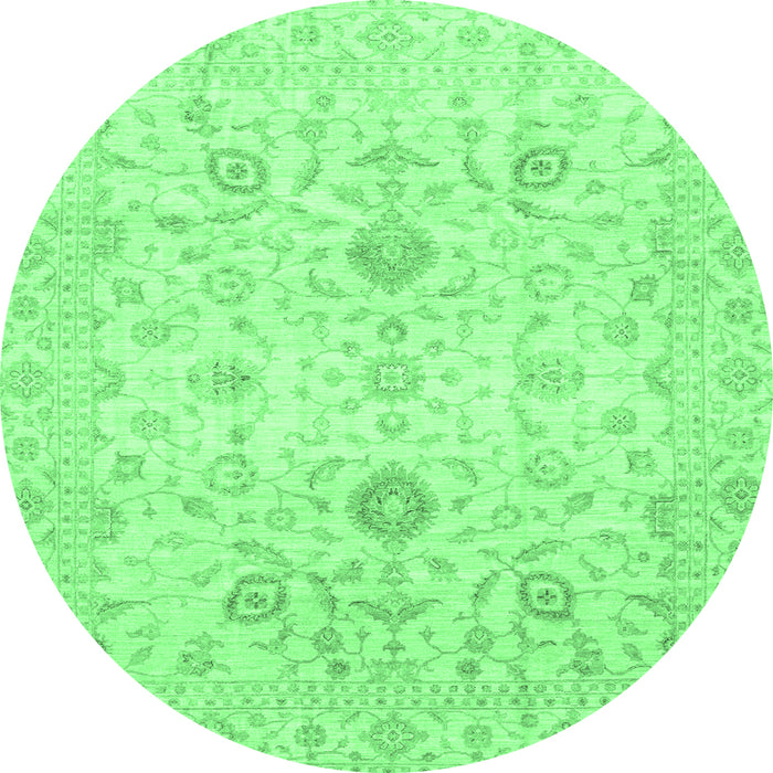 Round Oriental Emerald Green Traditional Rug, abs3986emgrn