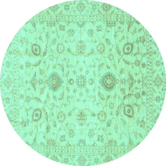 Round Oriental Turquoise Traditional Rug, abs3986turq