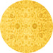 Round Oriental Yellow Traditional Rug, abs3986yw