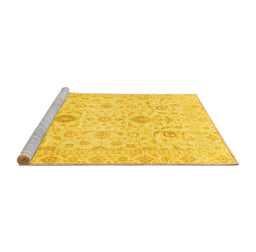 Sideview of Machine Washable Oriental Yellow Traditional Rug, wshabs3986yw