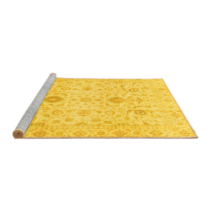 Sideview of Machine Washable Oriental Yellow Traditional Rug, wshabs3986yw