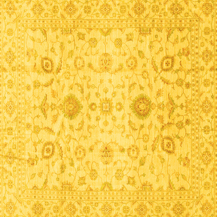 Square Machine Washable Oriental Yellow Traditional Rug, wshabs3986yw