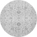 Round Machine Washable Oriental Gray Traditional Rug, wshabs3986gry