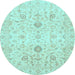 Round Oriental Light Blue Traditional Rug, abs3986lblu