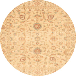 Round Abstract Orange Oriental Rug, abs3986