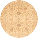 Round Abstract Orange Oriental Rug, abs3986