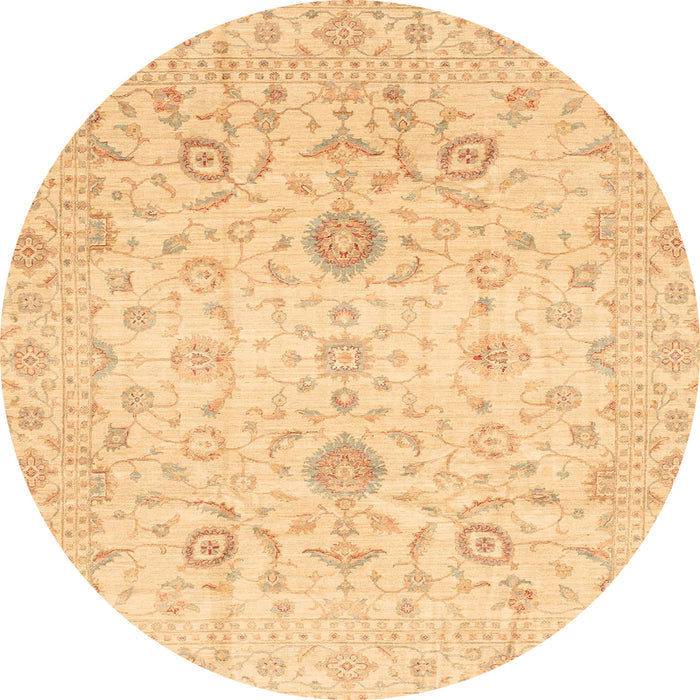 Round Machine Washable Abstract Orange Rug, wshabs3986