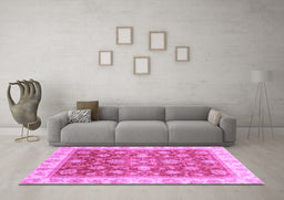 Machine Washable Oriental Purple Traditional Area Rugs in a Living Room, wshabs3987pur
